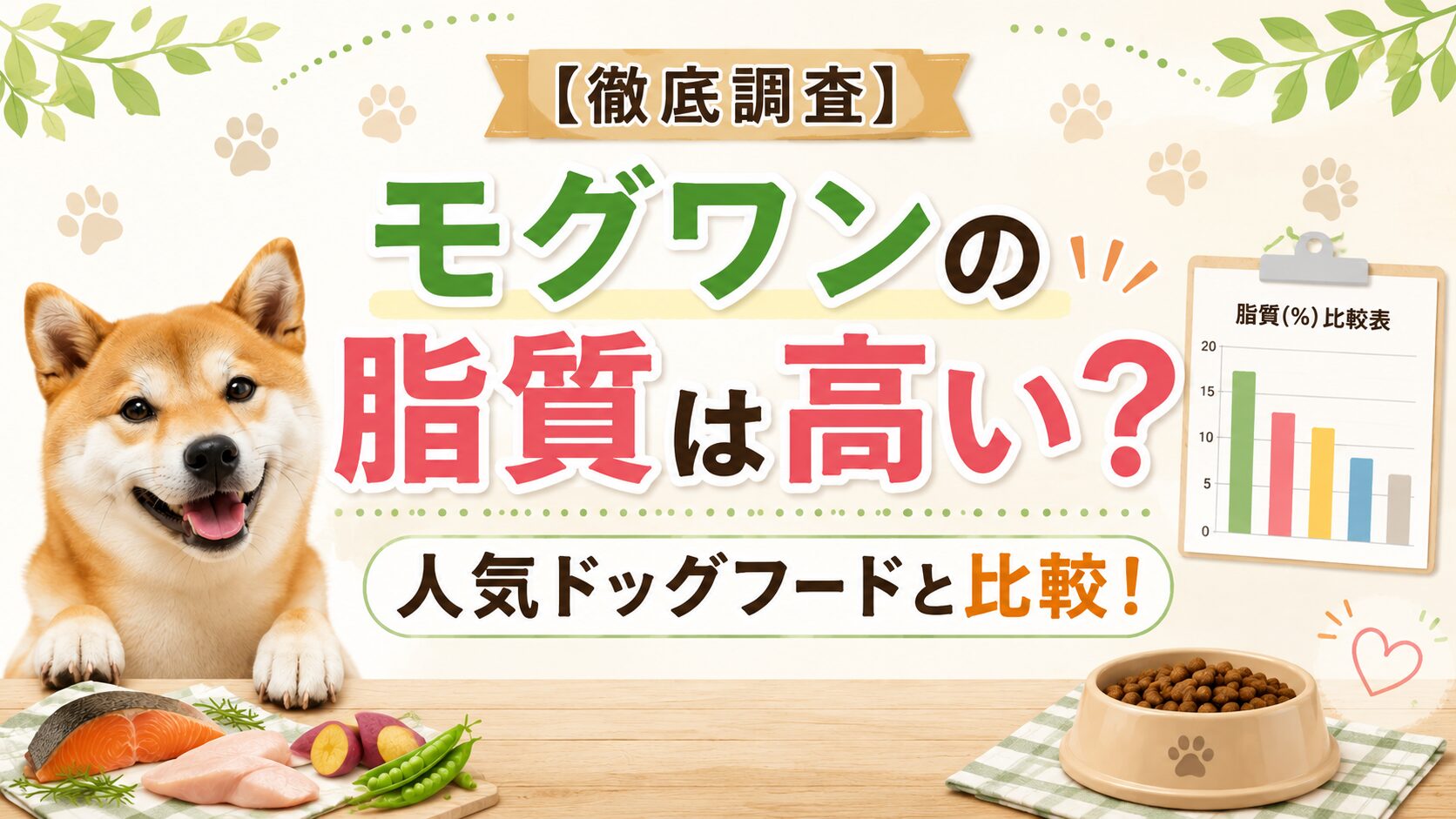 【徹底調査】モグワンの脂質は高い？人気ドッグフードと比較して検証